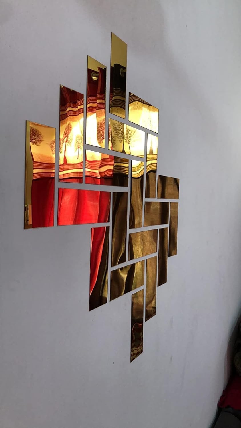 golden acrylic rectangle mirror stickers, self-adhesive, safe & shiny.