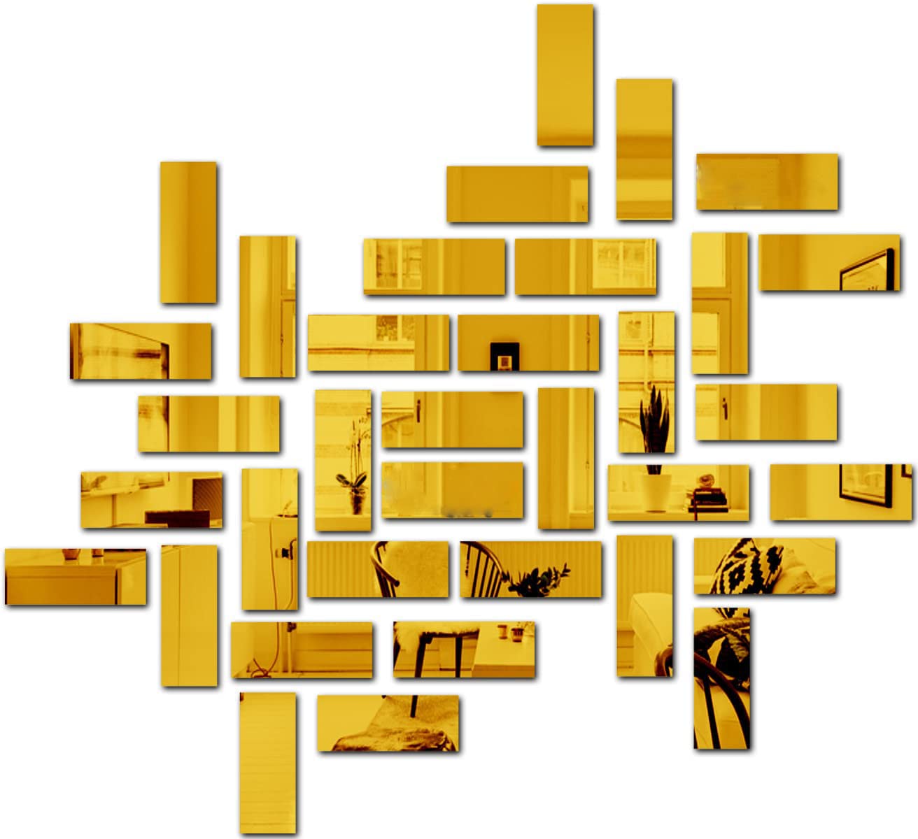 golden acrylic rectangle mirror stickers, self-adhesive, safe & shiny.