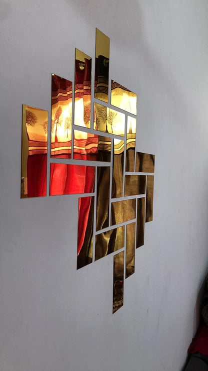 golden acrylic rectangle mirror stickers, self-adhesive, safe & shiny.